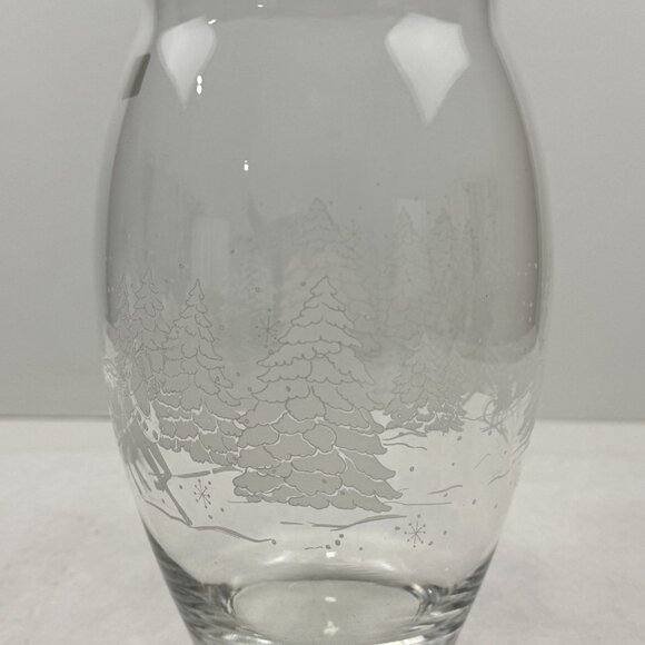 Vintage Luminarc 1998 Avon Happy Holidays Glass Vase 8.5" Winter Scene France - Picture 3 of 15